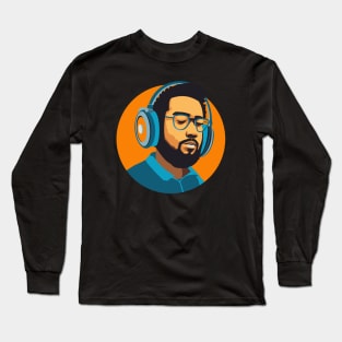 Hip Hop Beats: Trendy Black Man Lost in the Music Long Sleeve T-Shirt